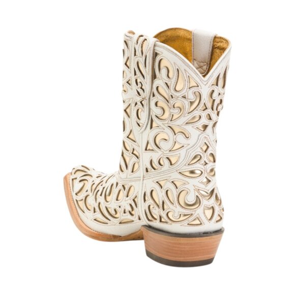 ARIAT WHITE/GOLD Made In Mexico Leather Valentina Outlay Western Boots - Picture 2 of 2